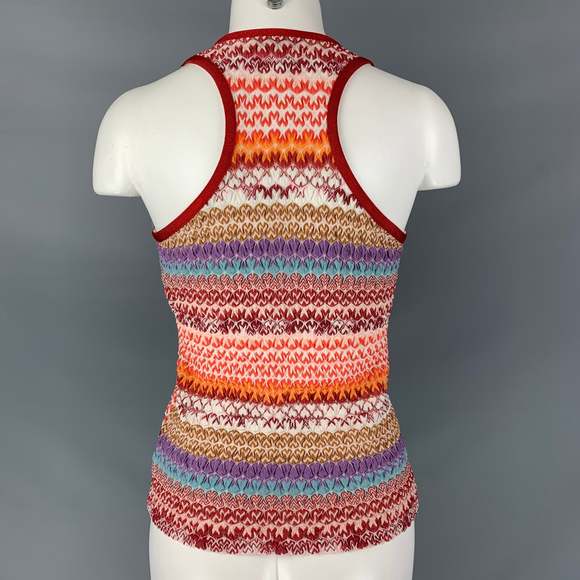 MISSONI Red Multicolour Rayon Blend Wrinkled Tank Casual Top - Picture 3 of 5